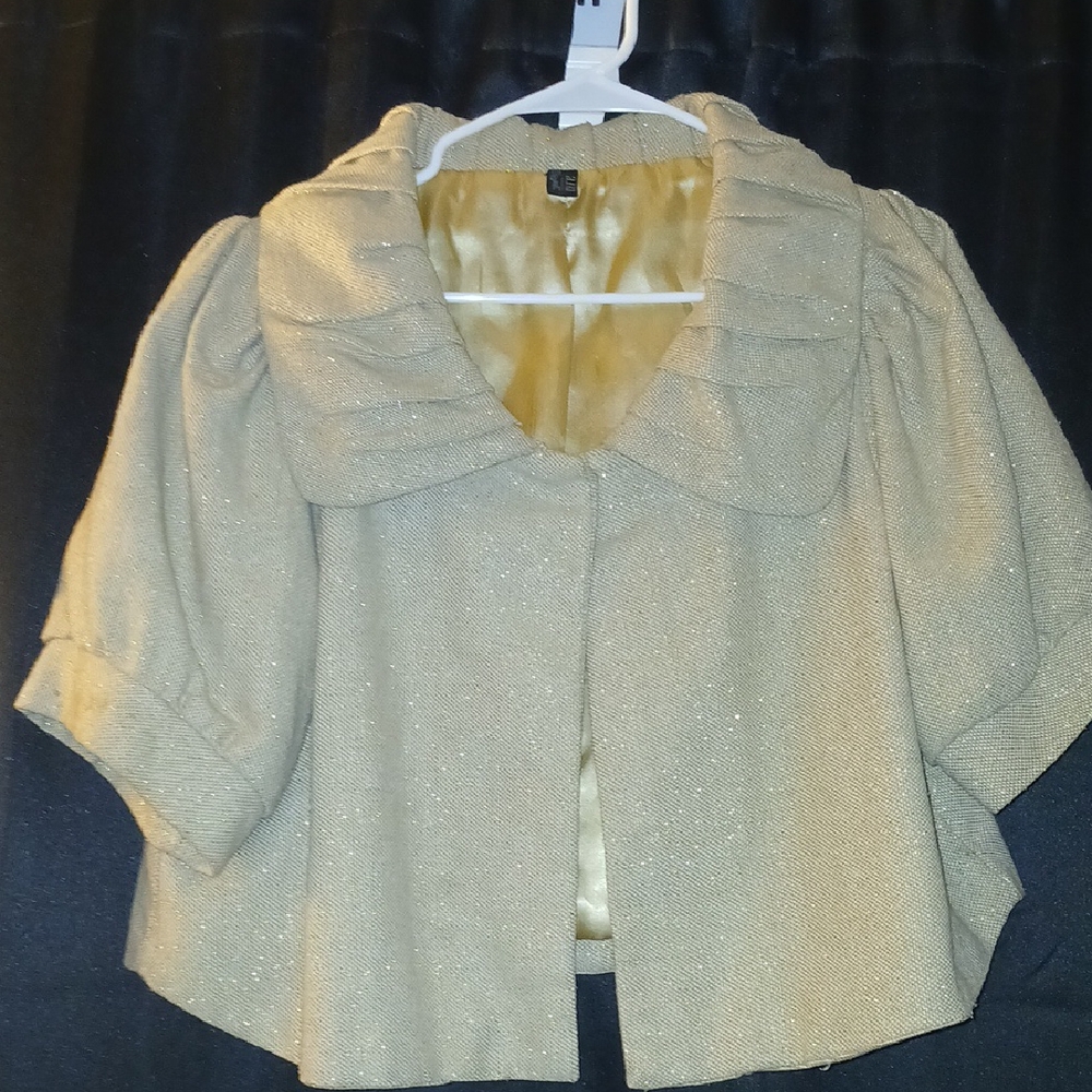 a.n.a Gold Blazer with Puff Sleeves